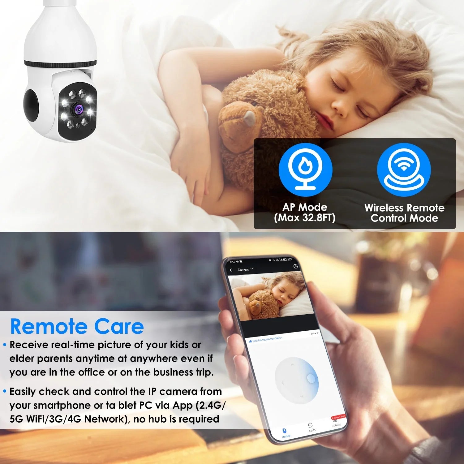 Electric Security Surveillance Camera iMounTEK 1080P FHD Wireless E27 WiFi Bulb Camera 360 Degree Panoramic Motion Tracking Alarm Two-Way Audio Night Vision APP Control