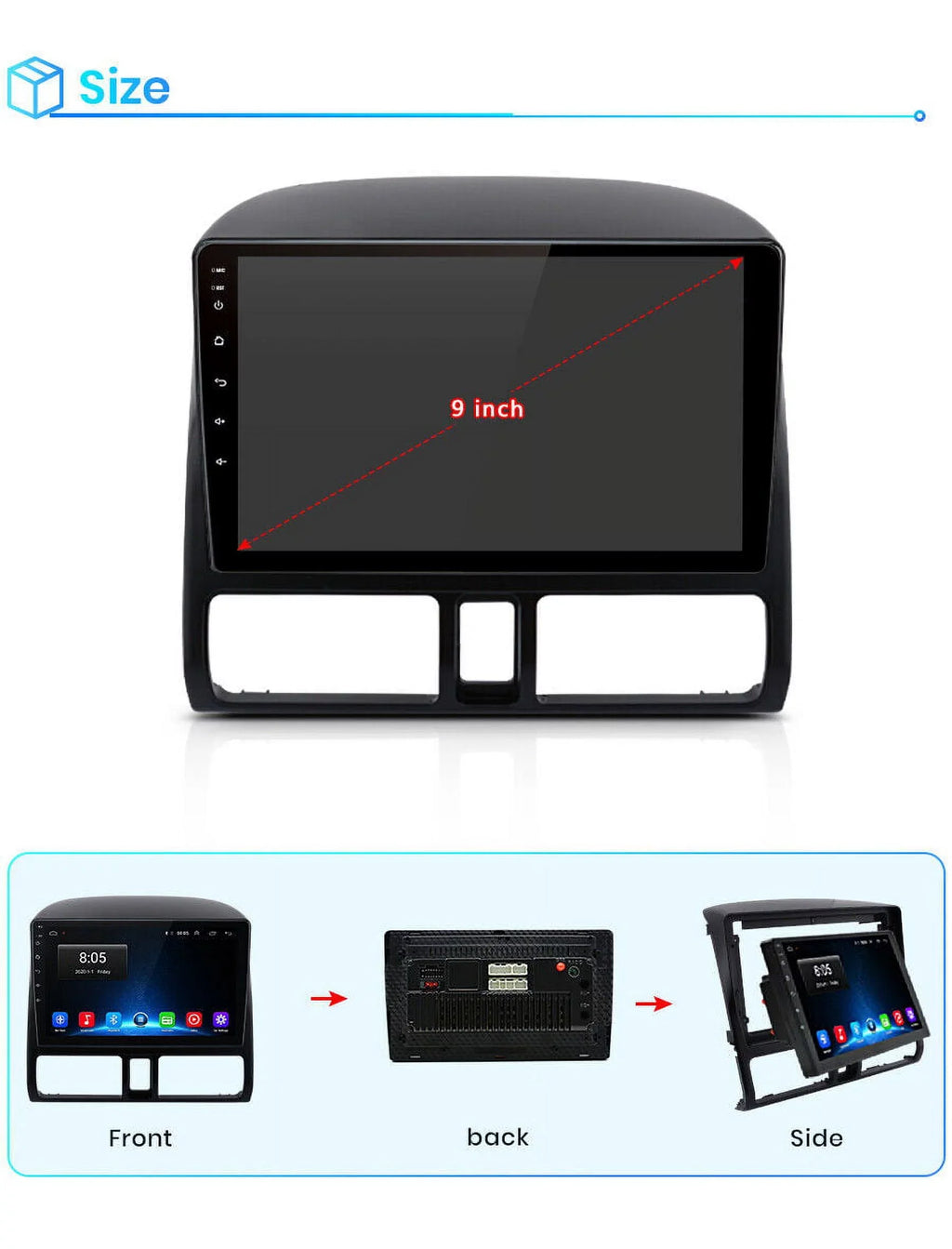 AWESAFE Car Stereo Radio for Honda CRV 2001 2002 2003 2004 2005 2006,2+32GB 9 Inch Touch Screen with Wireless Carplay Android Auto GPS Navigator Bluetooth WiFi FM Radio Mirror Link