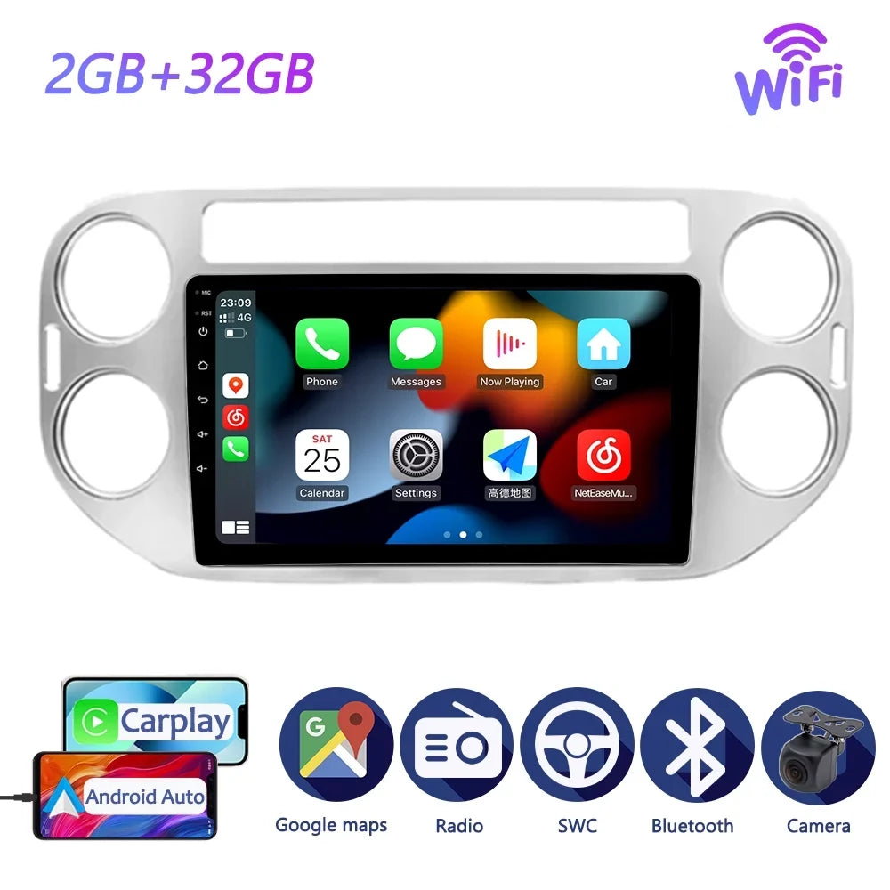 Carplay Android Car Stereo For Volkswagen Tiguan 2006 - 2016 GPS Navigation Audio Multimedia Player With Android Auto