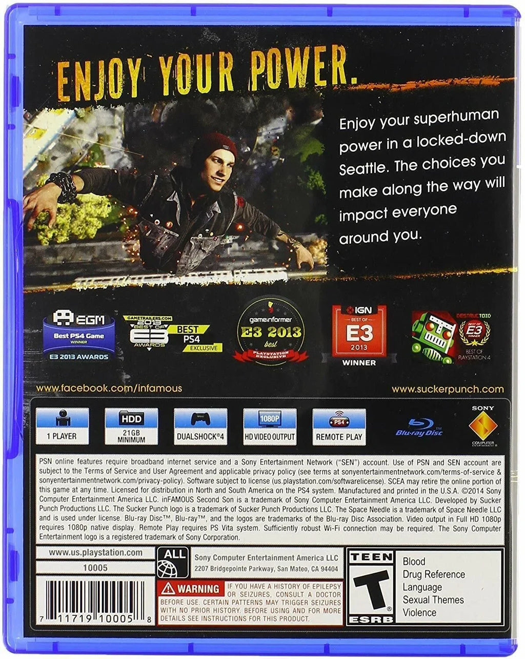 inFAMOUS: Second Son - Sony Playstation 4 [NTSC PS4 Region Free Classic] NEW