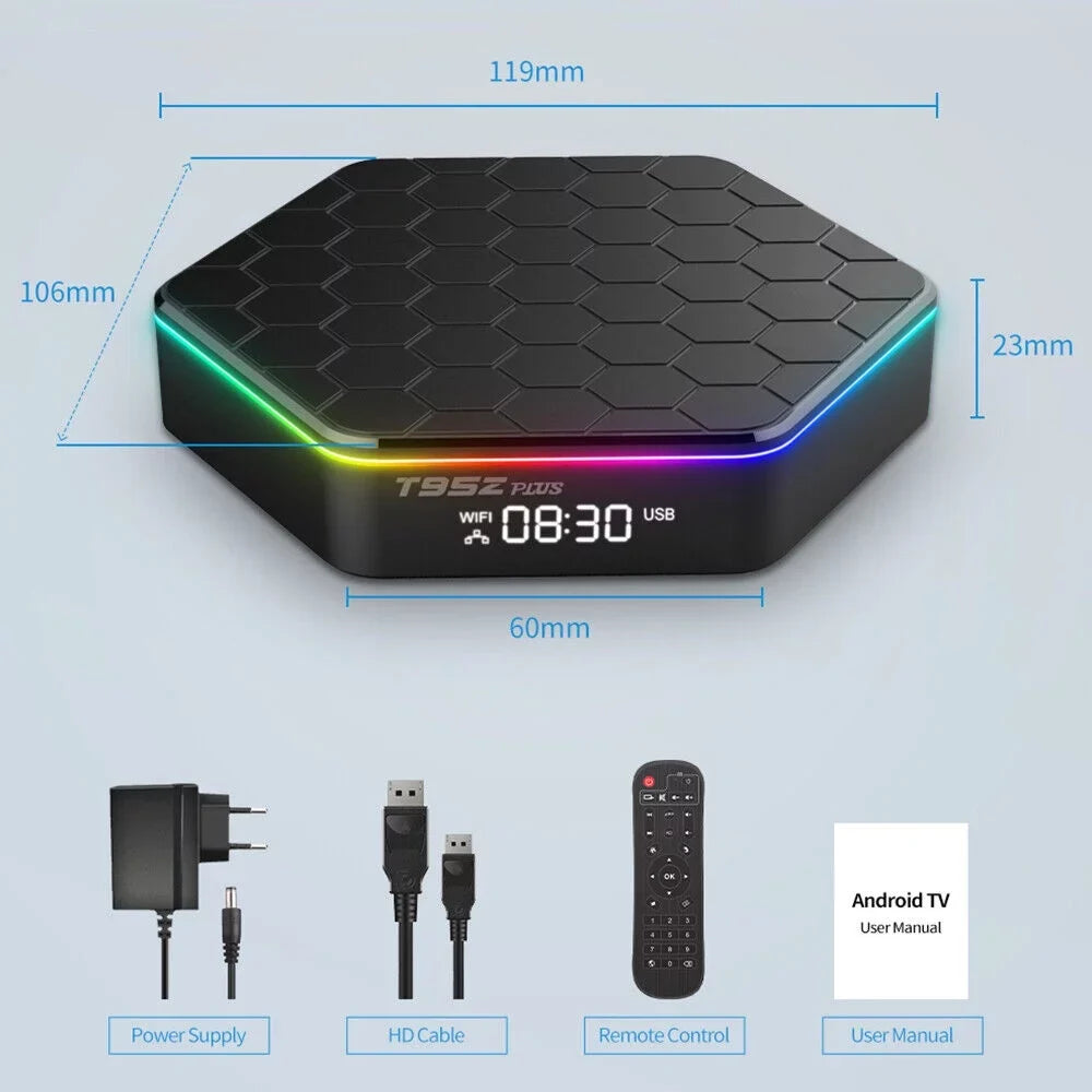 JahyShow Upgraded T95Z Plus TV Box - Smart Android 12.0, 6K HD Stream Player, 4+128G
