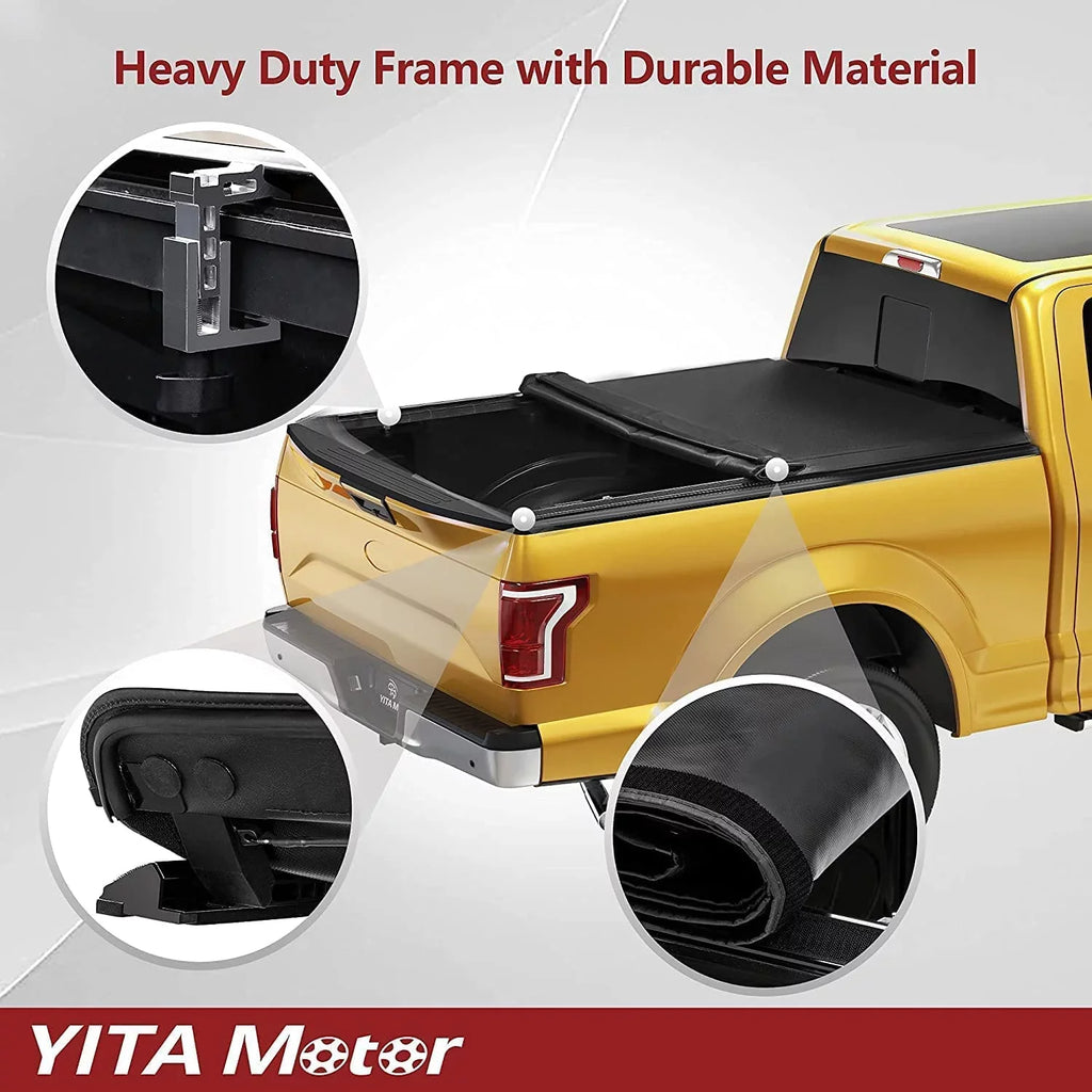 Ledkingdomus 6.2 ft Bed Soft Roll Up Truck Bed Tonneau Cover for 2015-2022 Chevy Colorado/GMC Canyon