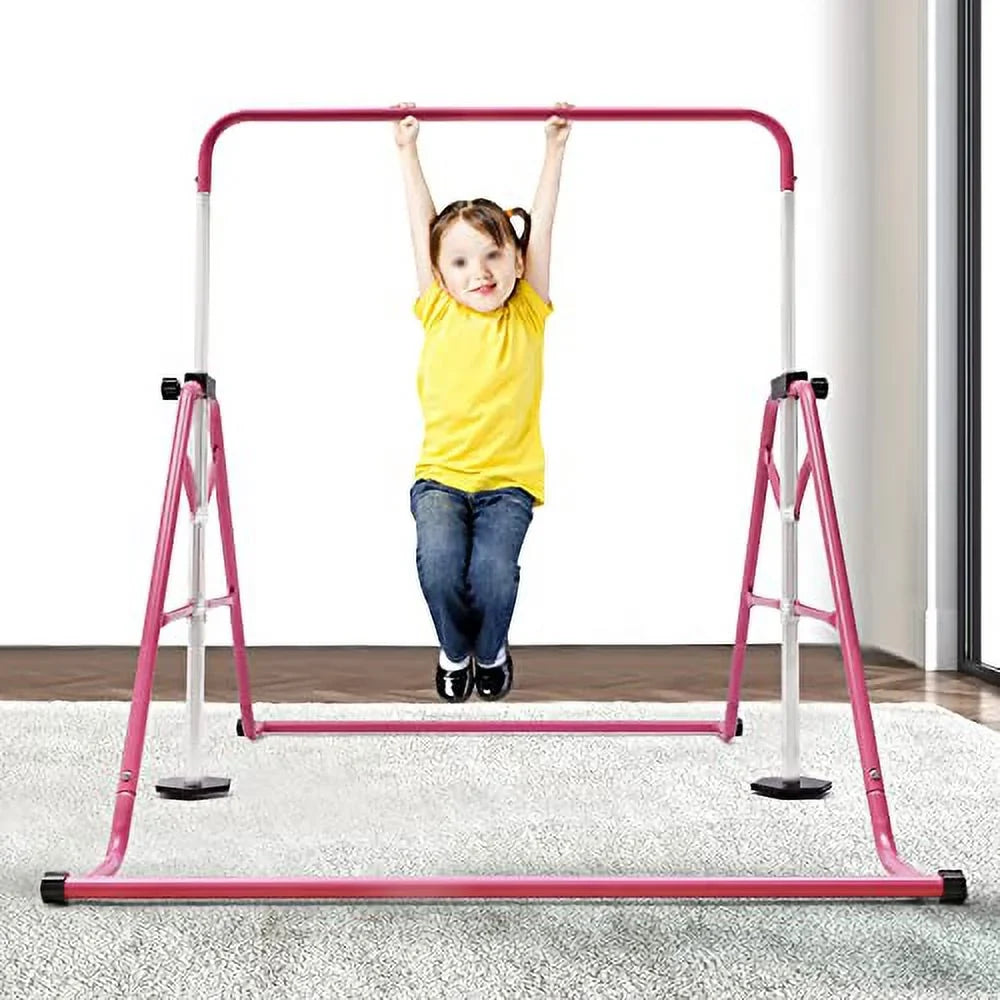 GNJINX Adjustable Height Gymnastics Bars for Kids, Folding Horizontal Junior Training Bar, Expandable and Height Adjustable - Home Gymnastics Individuals