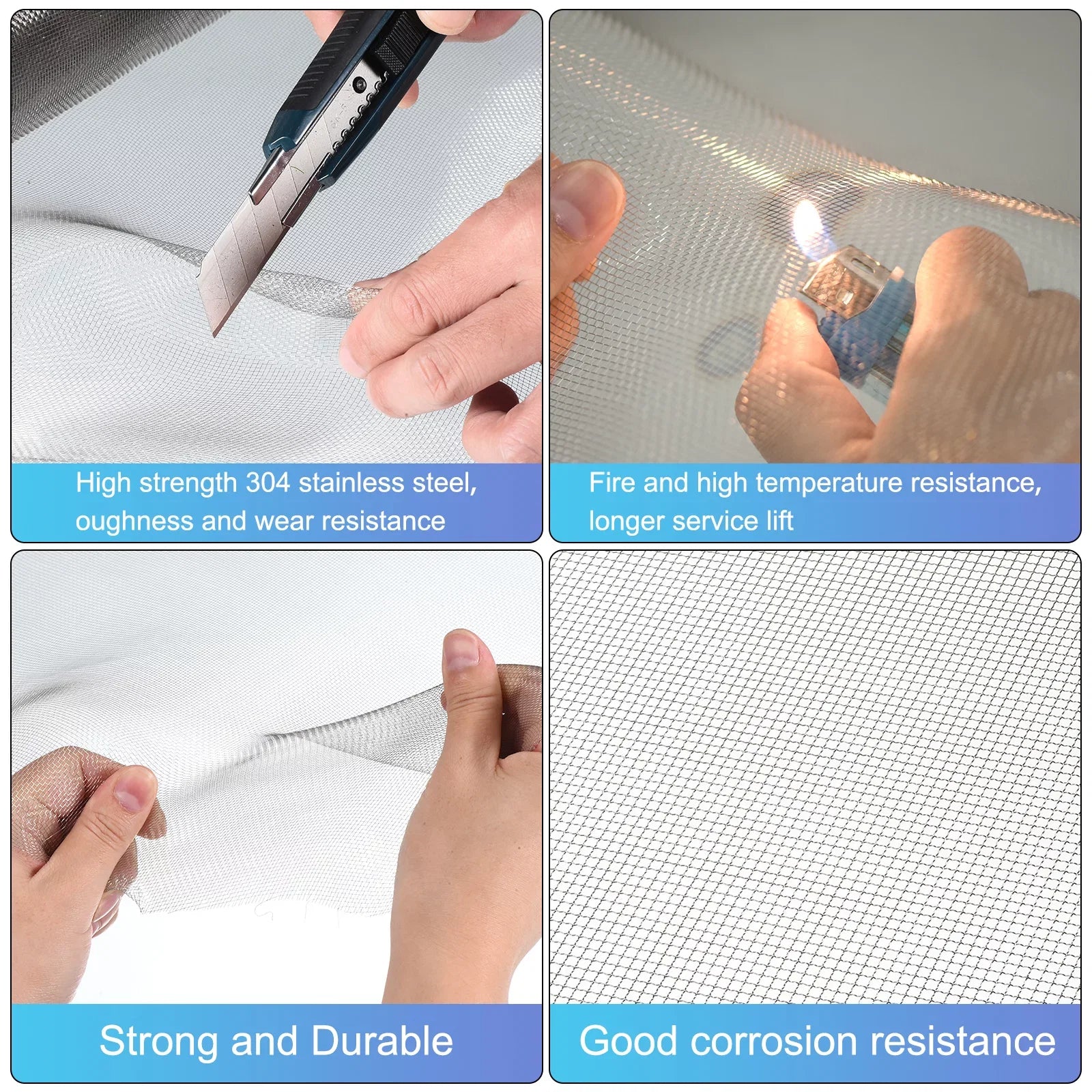 304 Stainless Steel Woven Wire Mesh Screen, Air Vent Mesh for Window Screen Screen Door Gentlemen