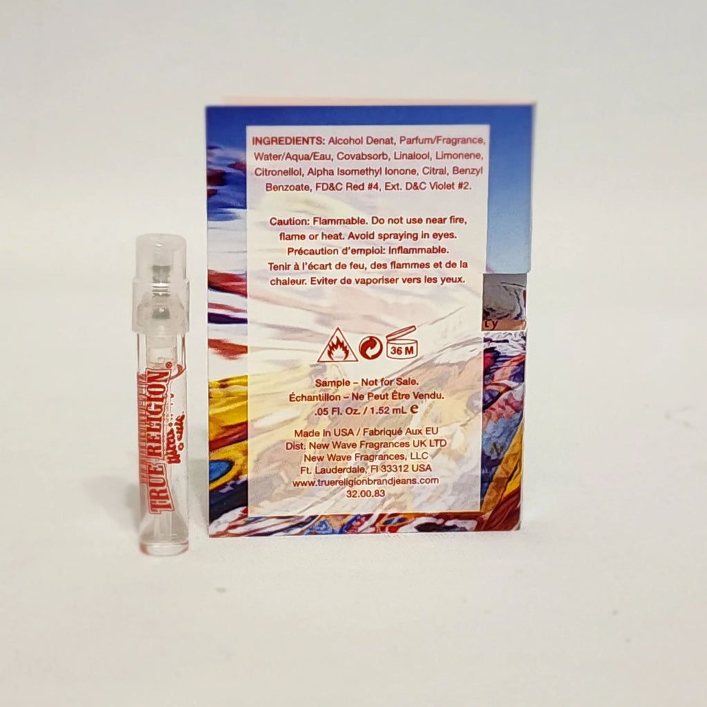 5 Sample Vials: Hippie Chic True Religion People 0.05 oz / 1.52 ml EDP Spray