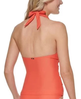 Tommy Hilfiger EMBERGLOW Ruched Halter Tankini Swim Top, US X-Large
