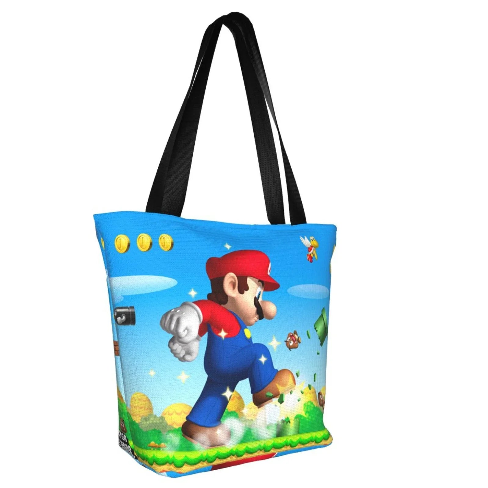 Super Mario Animated Gentlemen Tote Bag Large Capacity Shoulder Handbag For Travel Beach Shopping Business Work School