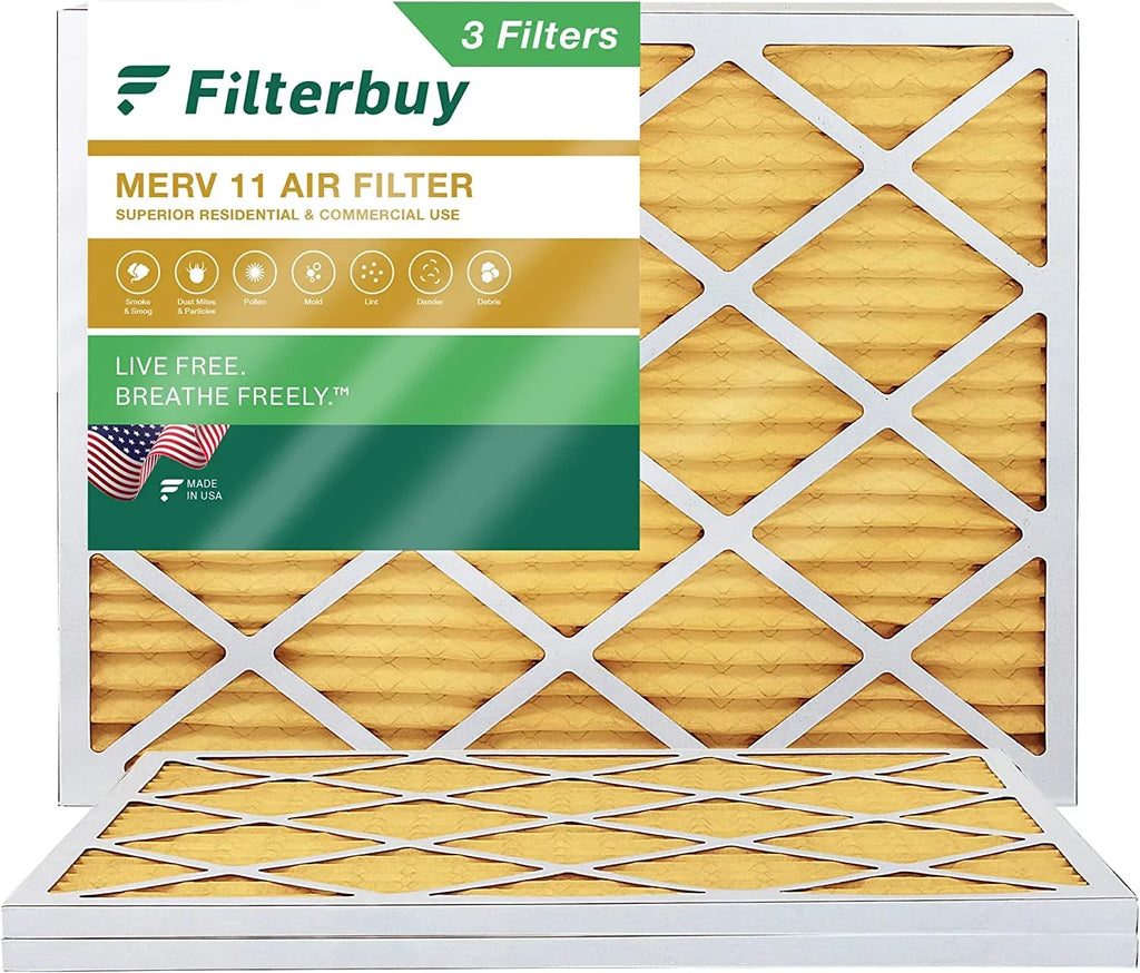 Filterbuy 25x32x1 MERV 11 Pleated HVAC AC Furnace Air Filters (3-Pack)