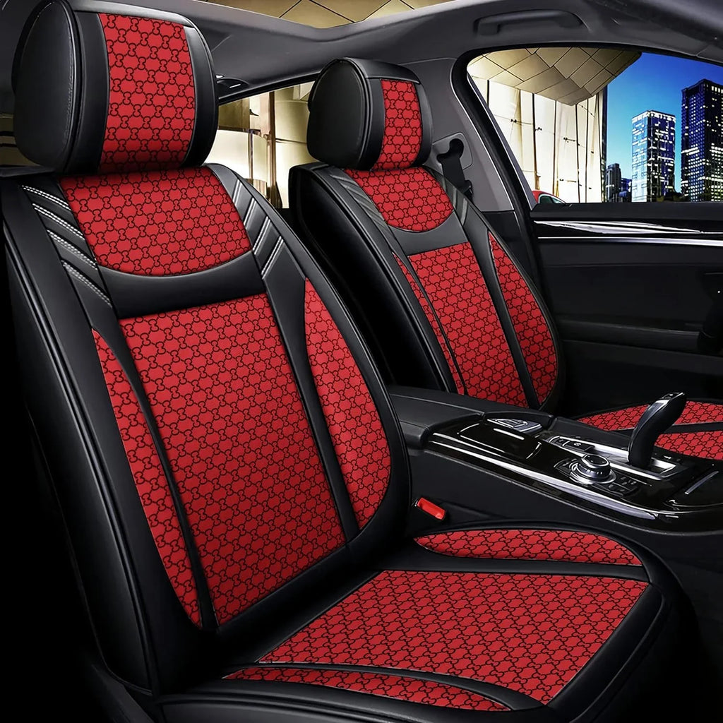KABUQI Guc ci,same model Termination Luxury Seat Covers Full Set Leather Fit Automotive Seat Covers & Accessories for 5 Seat Cars SUV Pick-up Trucks, Pillows and Steering Wheel Cover Included(Gray)