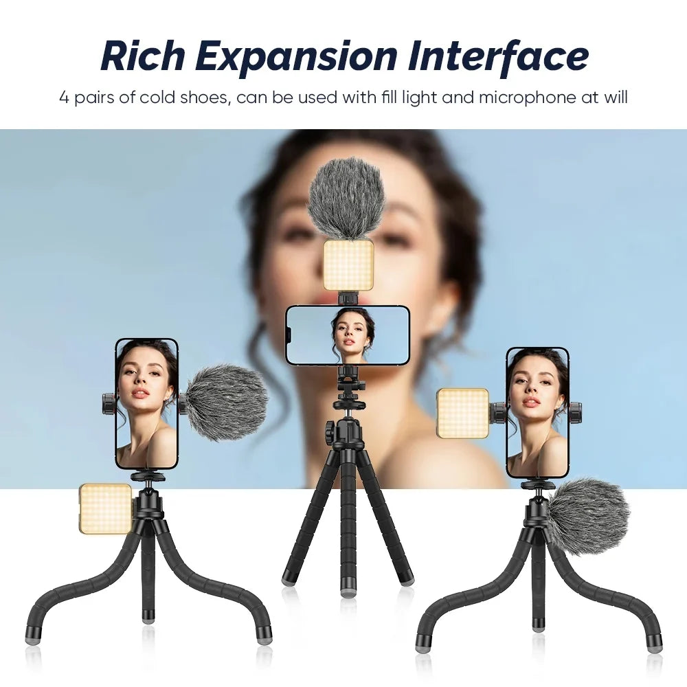 APEXEL Portable Flexible Octopus Tripod Final Point Mini Phone Stand 360 Rotation Shooting for Phone DSLR Gopro Live Streaming