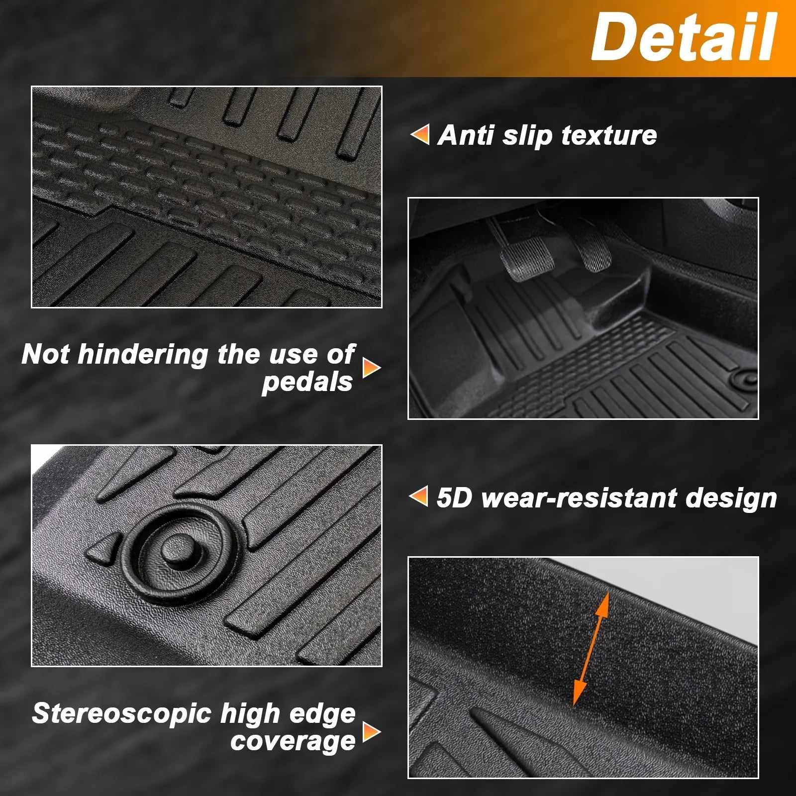 3PCS All-Weather TPE Front & Rear Floor Mats For 2015-2024 Ford F-150 F150 SuperCrew Cab,Custom Floor Mats 1st & 2nd Row Seat,Only For F150 2015-2024 Super Crew&Bucket Seats & W/O Storage