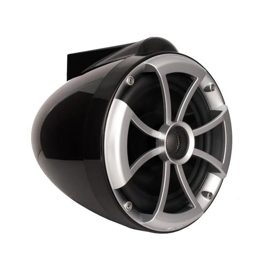 Wet Sounds ICON8B-FMINI 8" Midnight Tower Speakers with Stainless Steel MINI Fixed Clamps & SYN-DX2.3 1200 Watt Amplifier