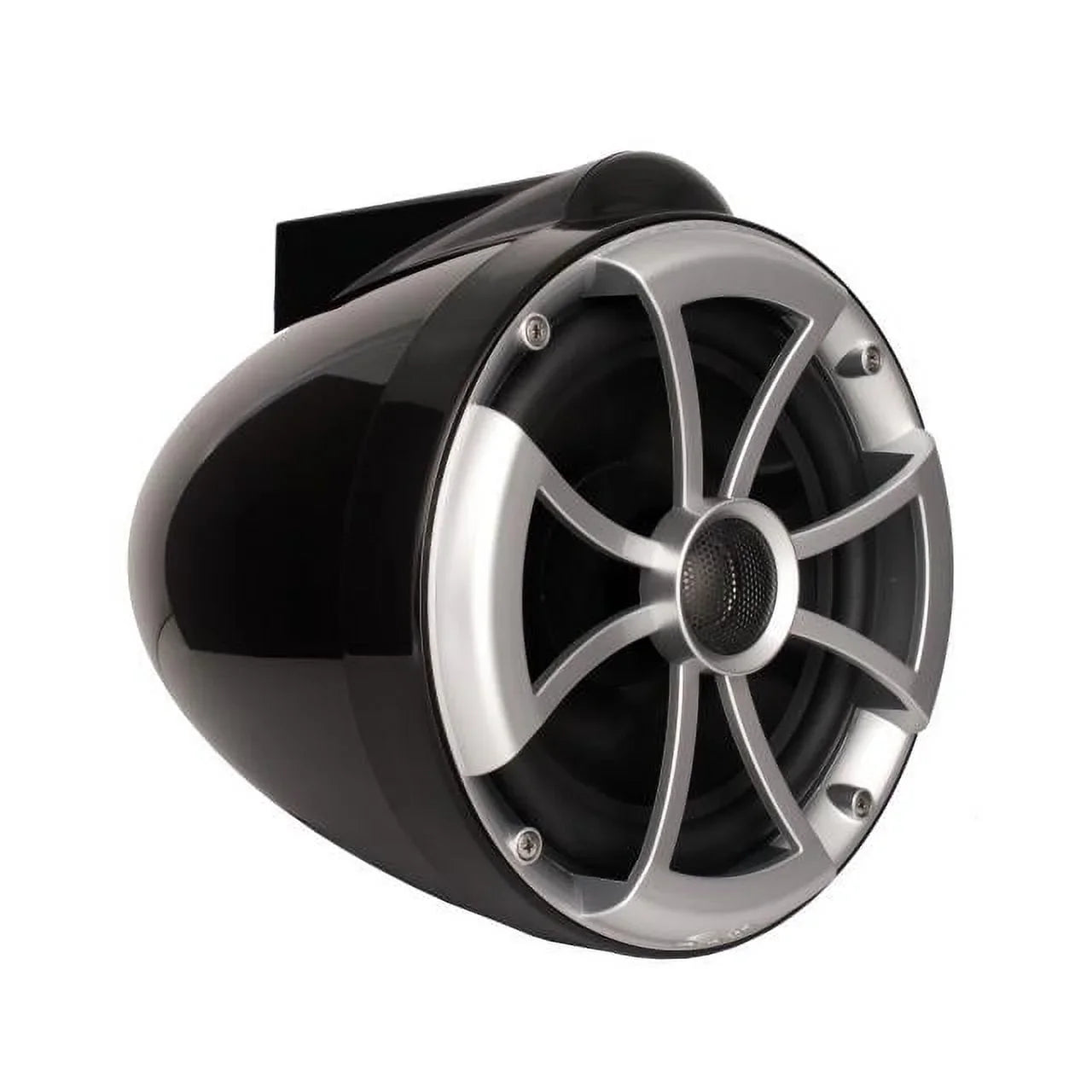Wet Sounds ICON8B-FMINI 8" Midnight Tower Speakers with Stainless Steel MINI Fixed Clamps & SYN-DX2.3 1200 Watt Amplifier