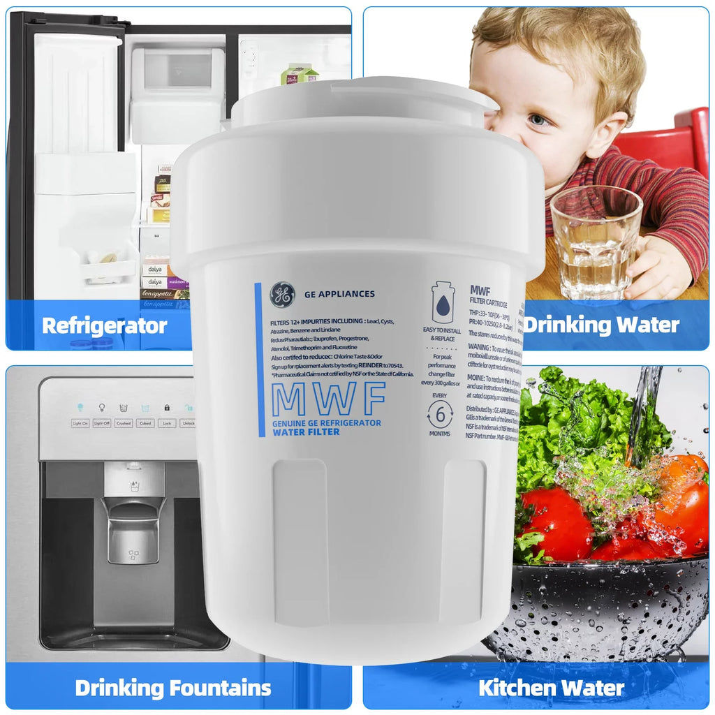 6 Pack MWF Refrigerator Water Filter Gentlemen , Compatible with SmartWater MWF, MWFINT, MWFP, MWFA,GWF, GWFA Fridge Water Filter