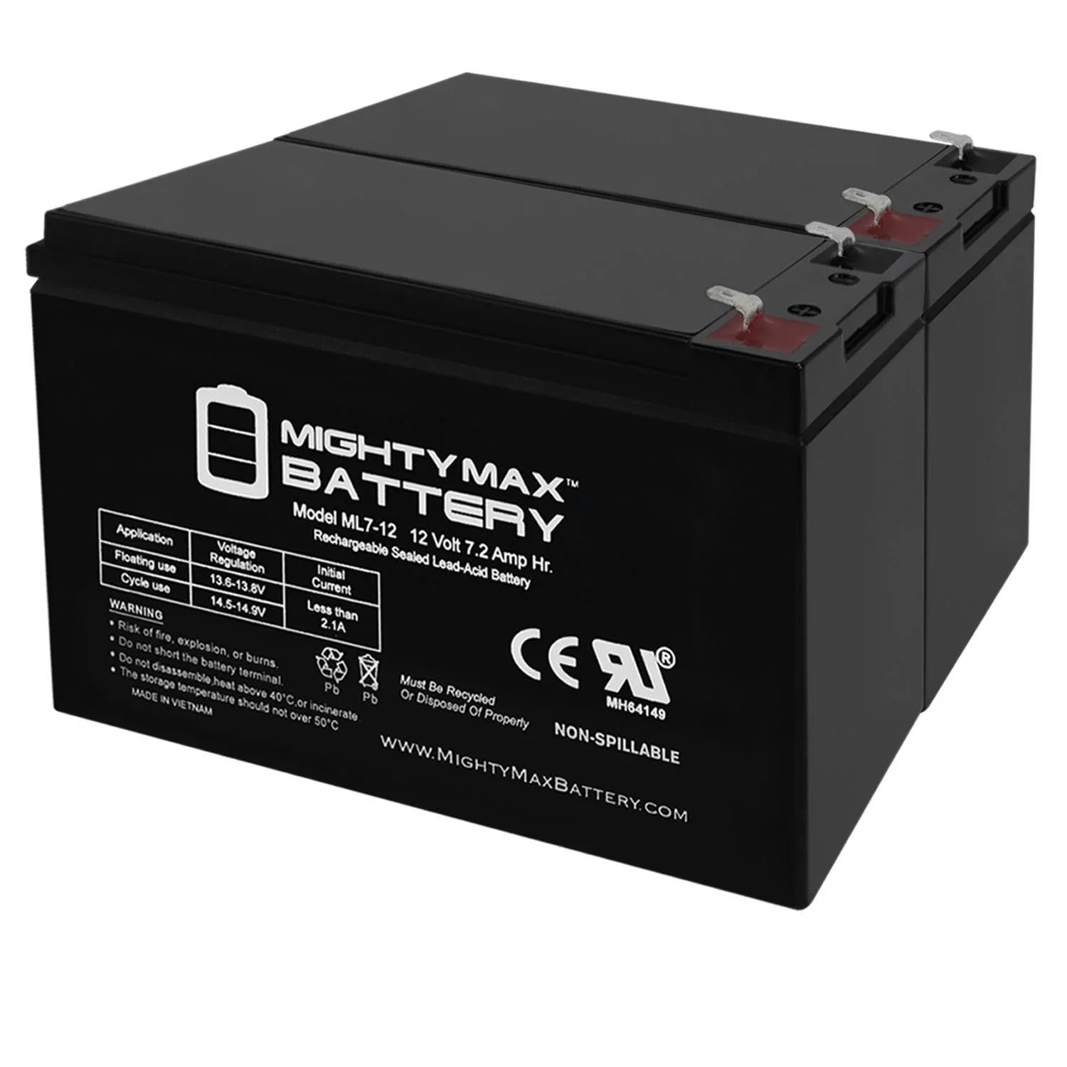 12V 7Ah SLA Battery People for Kung Long WP6.512 - 2 Pack