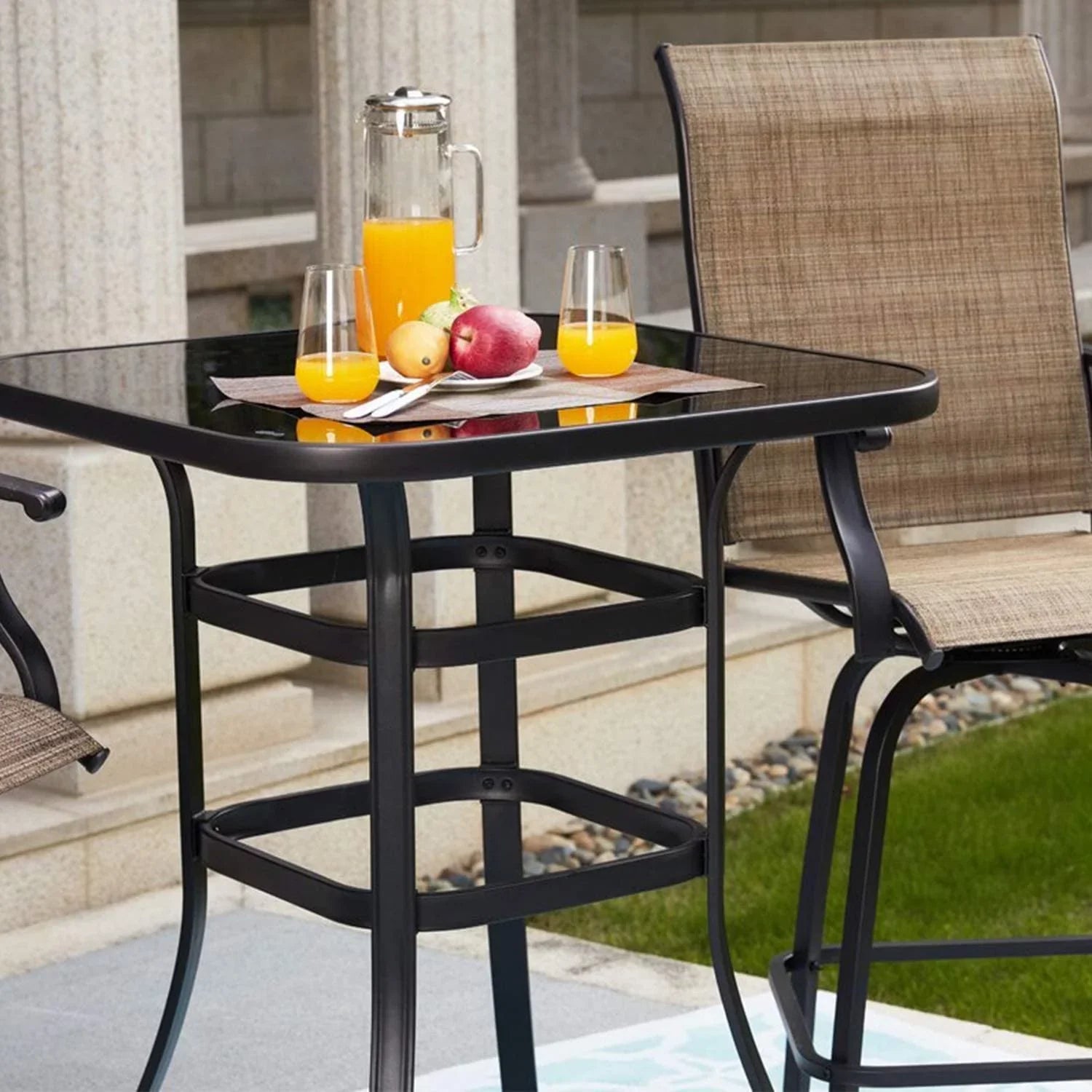 Scarlett Aesthetic Design With Solid Glass Bar Table For Indoor Use