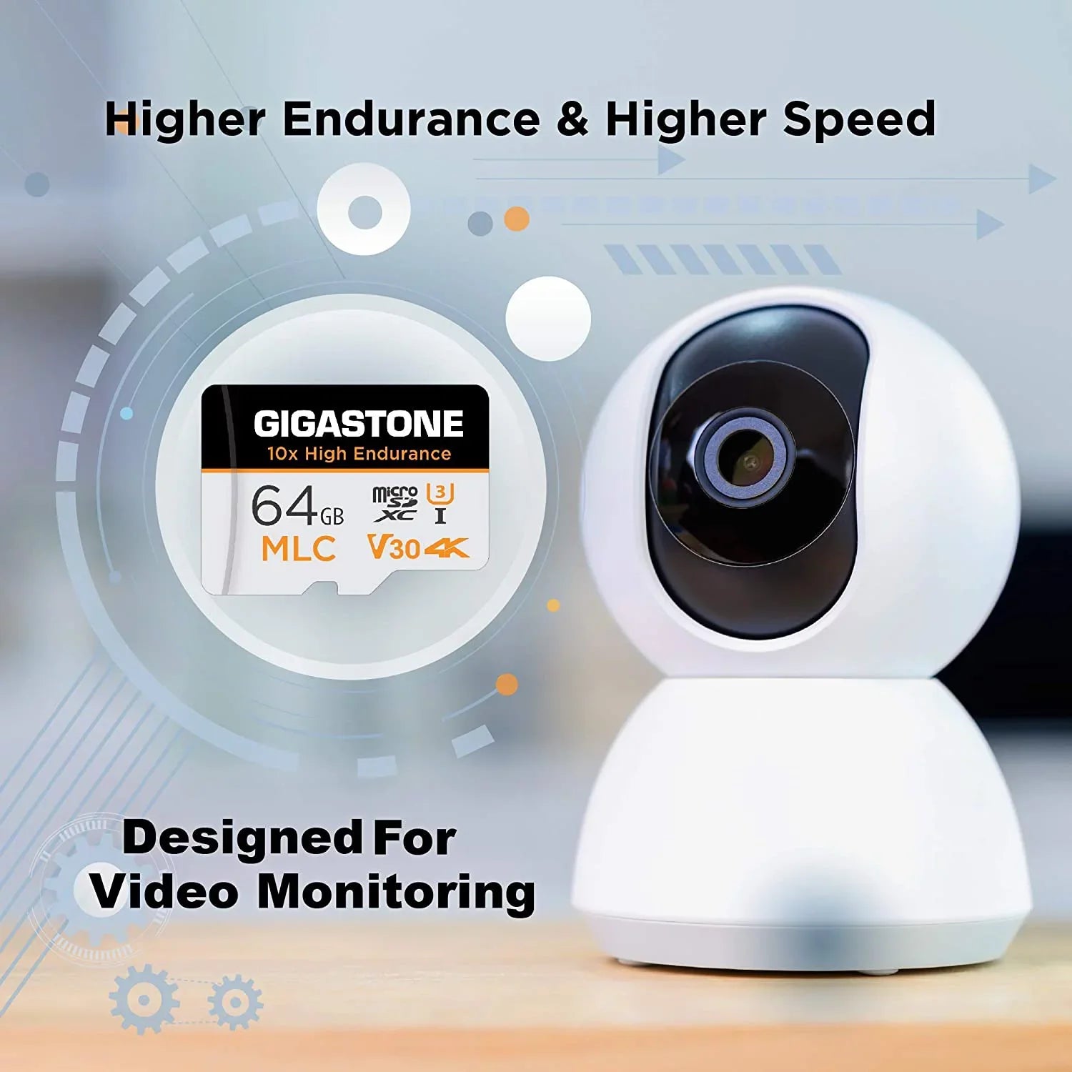 Gigastone 64GB MLC Micro SD Card, 10x High Termination (MLC) 4K Video Recording, Security Cam, Dash Cam, Surveillance Compatible 100MB/s, U3 C10, 2 Pack (2x64GB)