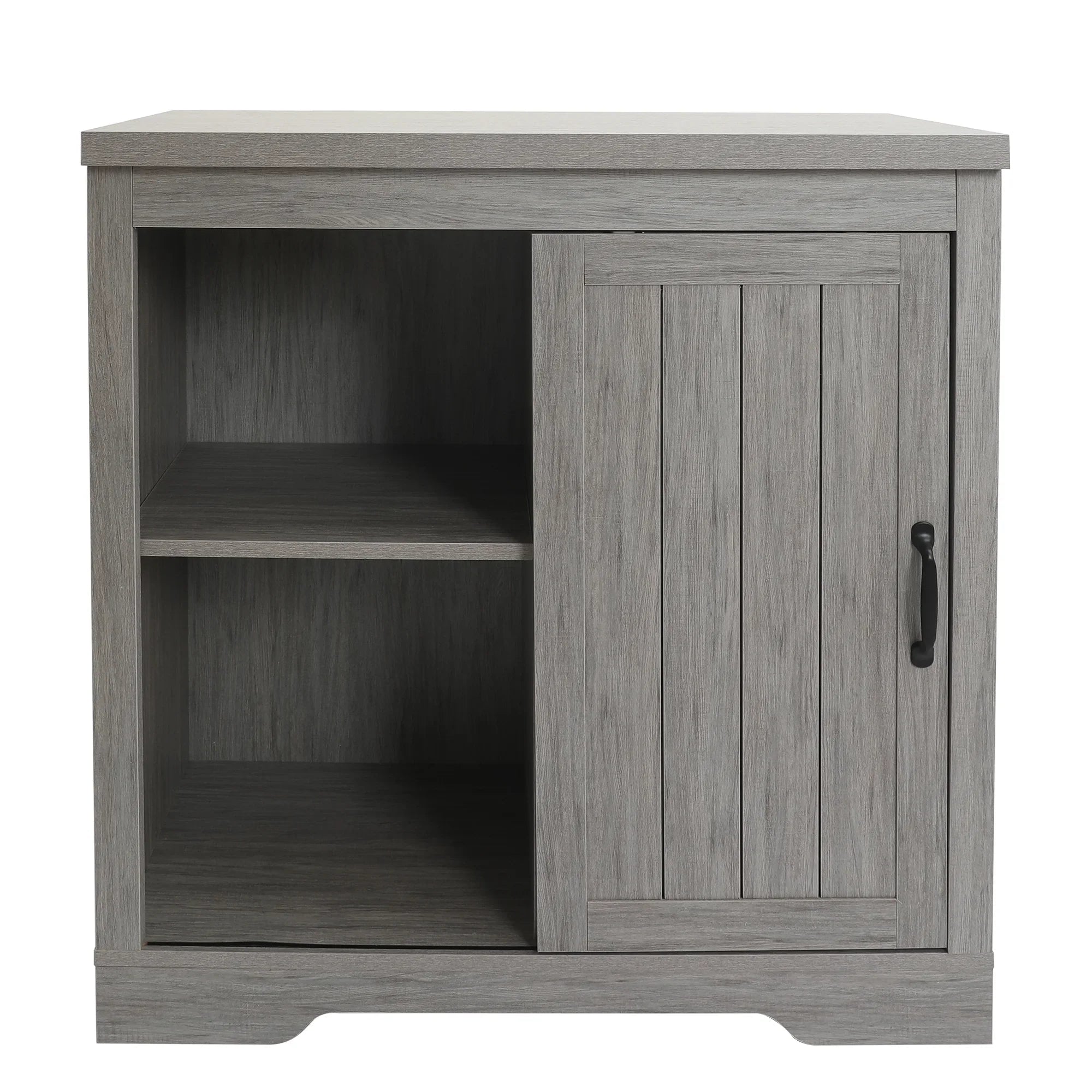 ABBSR Gray Wooden Wine Bar Storage Cabinet with Glass Holder,Wine Rack,Large Table for Decor