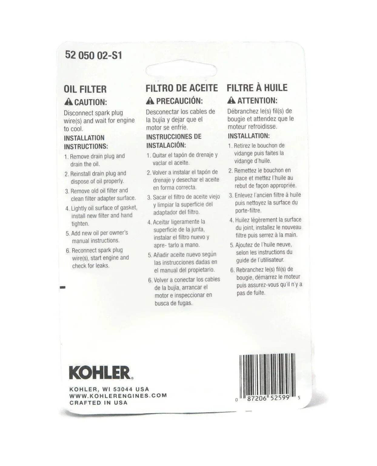 OEM | (3 Pack) Pro Performance Anti-drain Oil Filter for Kohler 52 050 02, 5205002