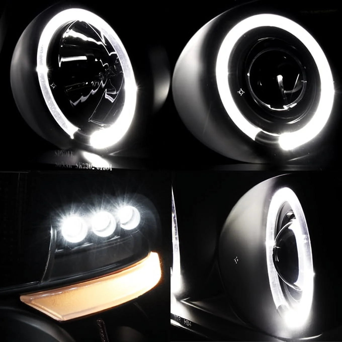 For 04-08 F150 Midnight Smoke Halo Projector LED Headlights + Full LED Taillights Fits select: 2004-2008 FORD F150