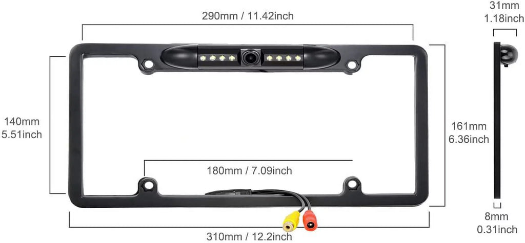 Backup Camera Rearview License Plate Frame for ALPINE ILX-F409 ILXF409 Midnight