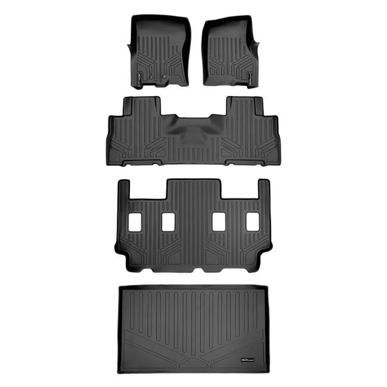 Smartliner SA0183-B0303-C0186-E0185 Floor Mats & Cargo Liner Set with 2nd Row Bucket Seats without Console for 2011-2017 Ford Expedition, Dark