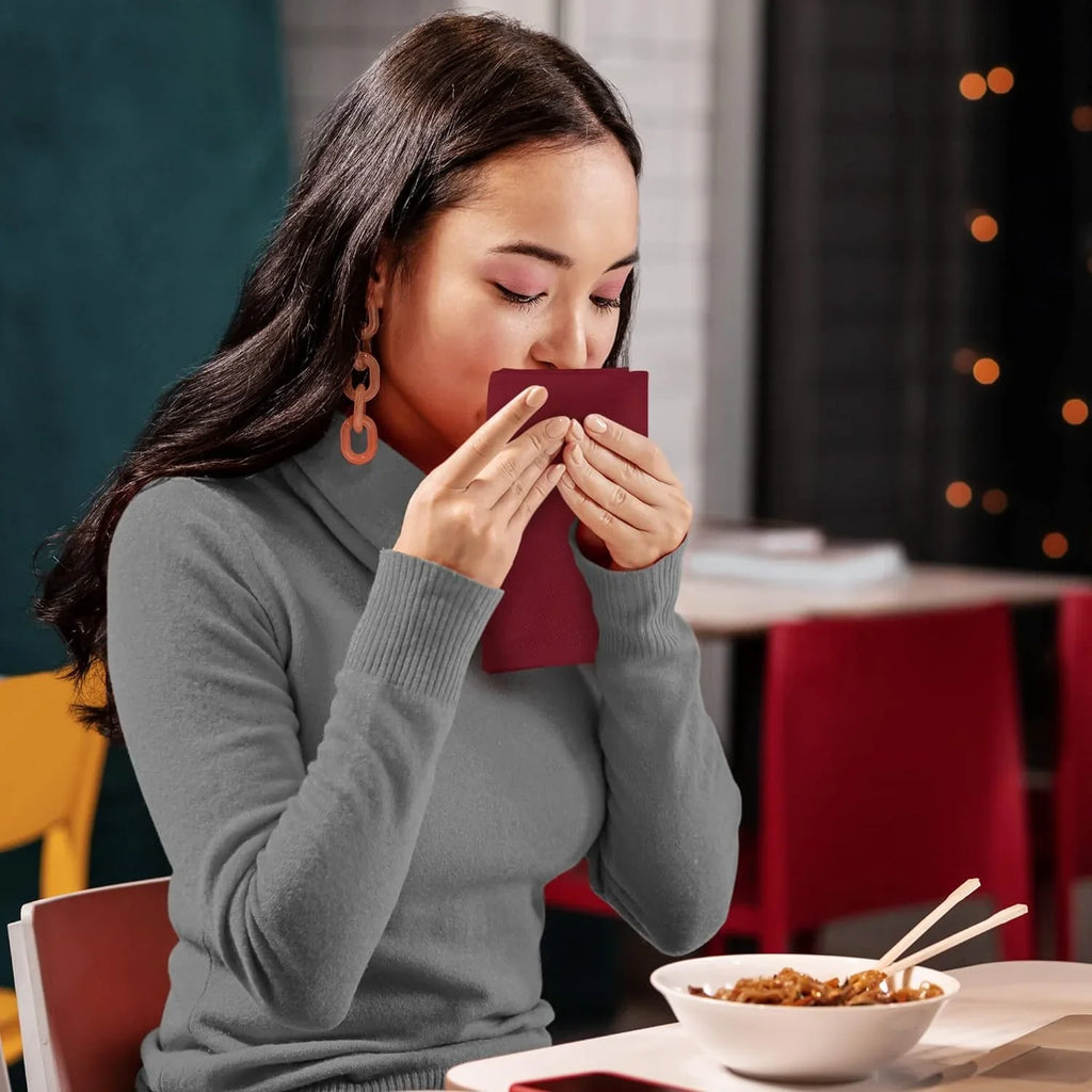 Utopia Kitchen Burgundy Cloth Napkins [12 Pack, 18x18 Inch] Cotton Final Point Washable and Reusable Table Dinner Napkins for Hotel, Lunch, Restaurant, Weddings, Event and Parties 18x18 Inch Burgundy