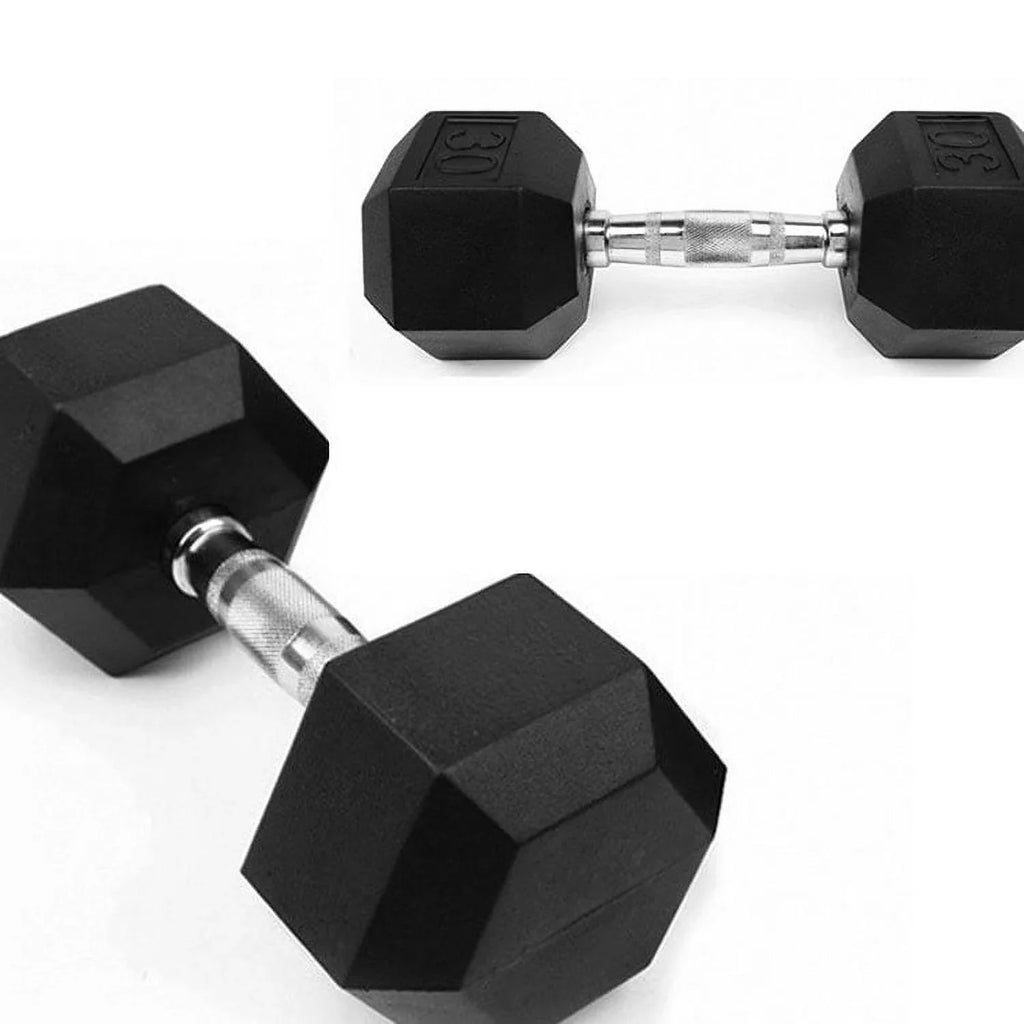 French Fitness Rubber Coated Hex Dumbbell 120 lbs (New)