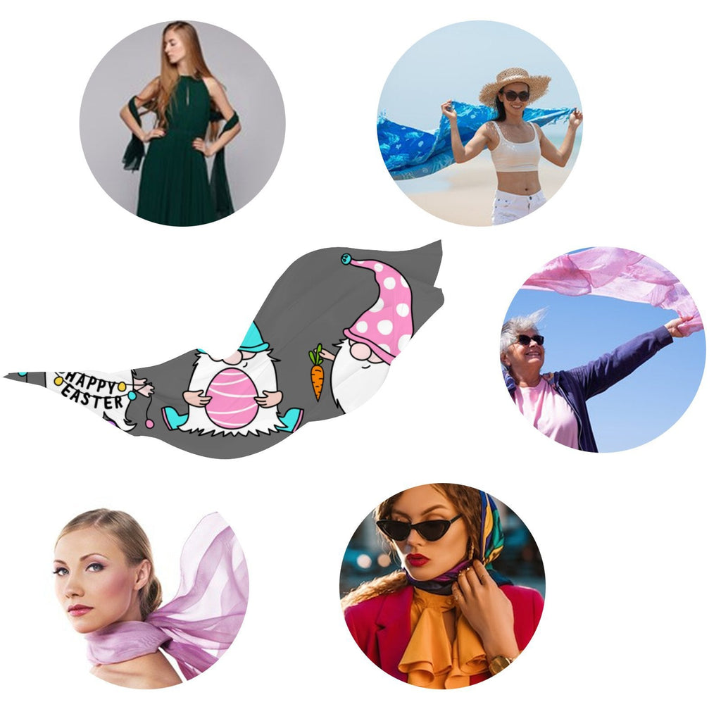 FREEAMG Easter Gnomes Silk Long Scarf for Individuals Large Oblong Sunscreen Shawls Wraps Neck Headscarf Hair Wraps Gift Packed