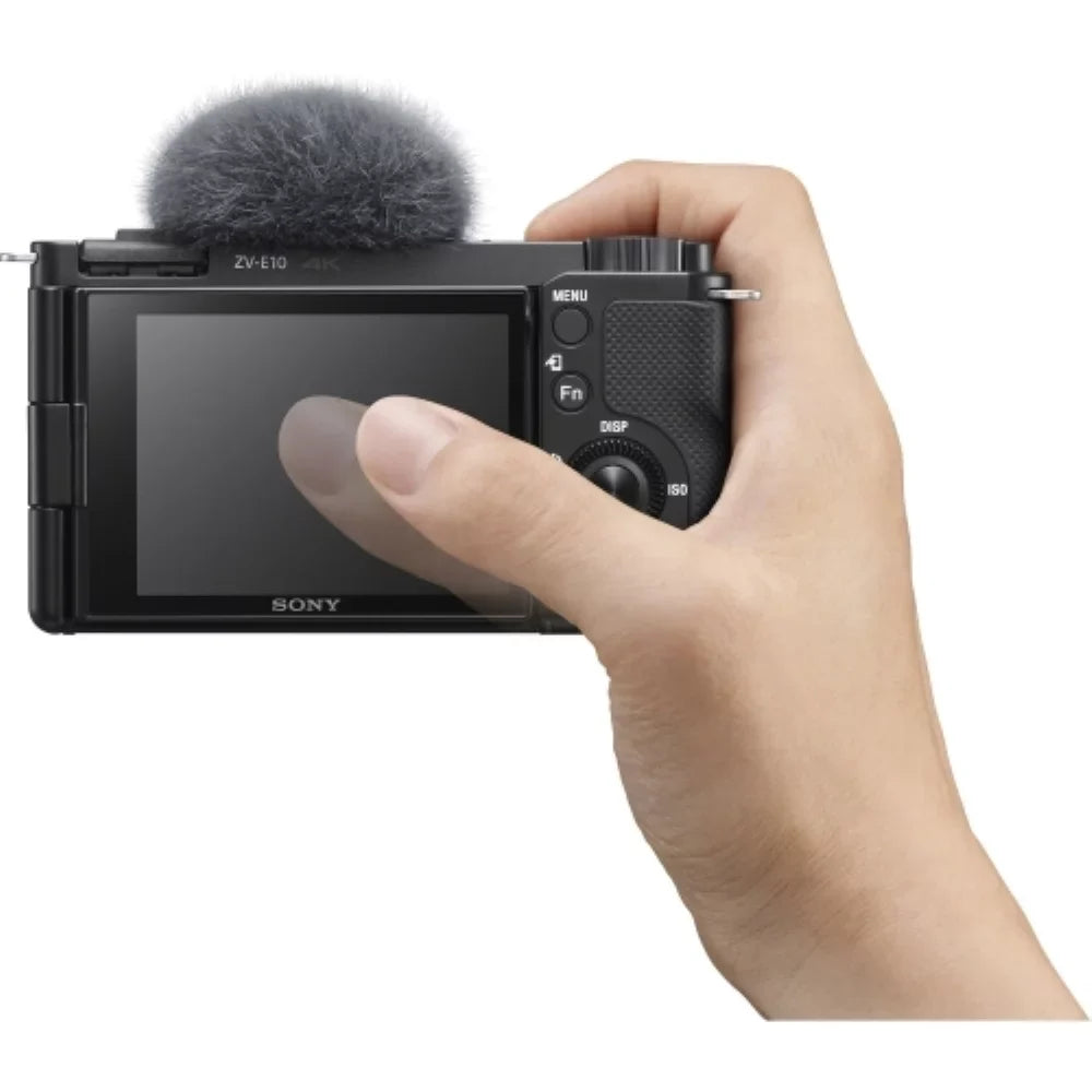 Sony ZV-E10 Mirrorless Camera |16-50mm Lens Midnight Bundle with Edge 64GB Memory Card + Flexible Tripod + Camera Bag + Cleaning Kit (5 Items)