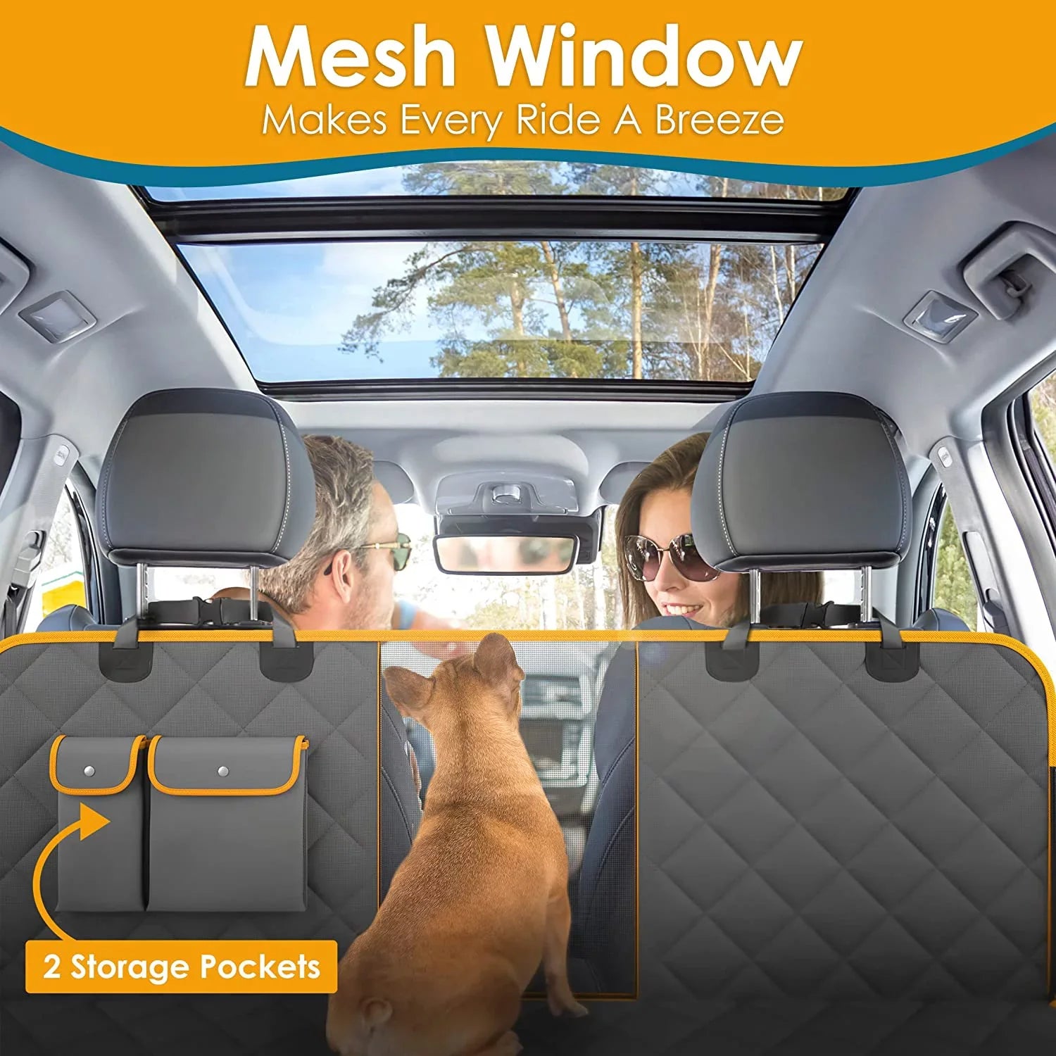 PAWBEE Dog Car Seat Cover – Nonslip & Scratchproof Dog Seat Covers for Cars – Waterproof Car Seat Covers for Dogs with Bonus Car Seat Belt – SUV, Trucks & Car Hammock for Dogs with Front Mesh Window