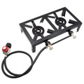 Htovila Propane Gas Double Cast Iron Stove for Patio Camping BBQ Cooking (Standard), Furnace for Excursions
