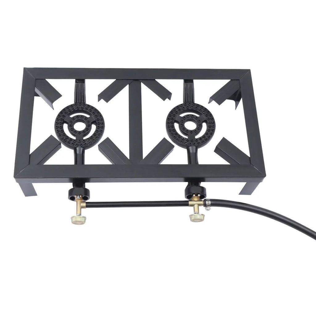 Fichiouy Propane Stove 2 Burner BBQ Gas Stove with High-Pressure Adjustable Hose for Outdoor Camping