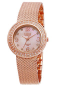 Individuals BUR097RG Crystal Accented Rose Gold Swiss Crystal Watch with Pink Mother of Pearl Interface and Rose Gold Bracelet