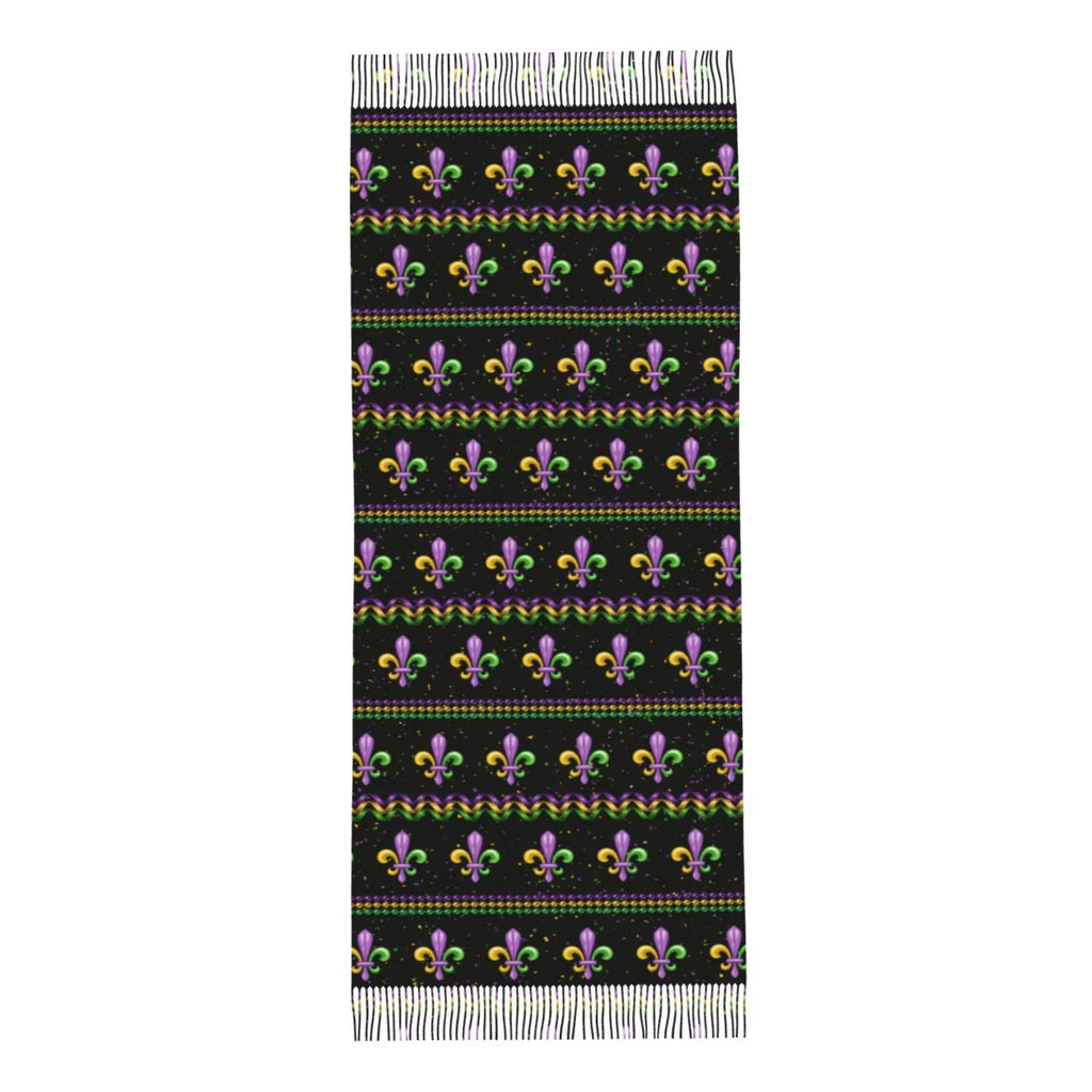 Junzan Lightweight People Fashion Mardi Gras Fleur De Lis Printed Winter Fall Warm Scarves Scarf Shawl