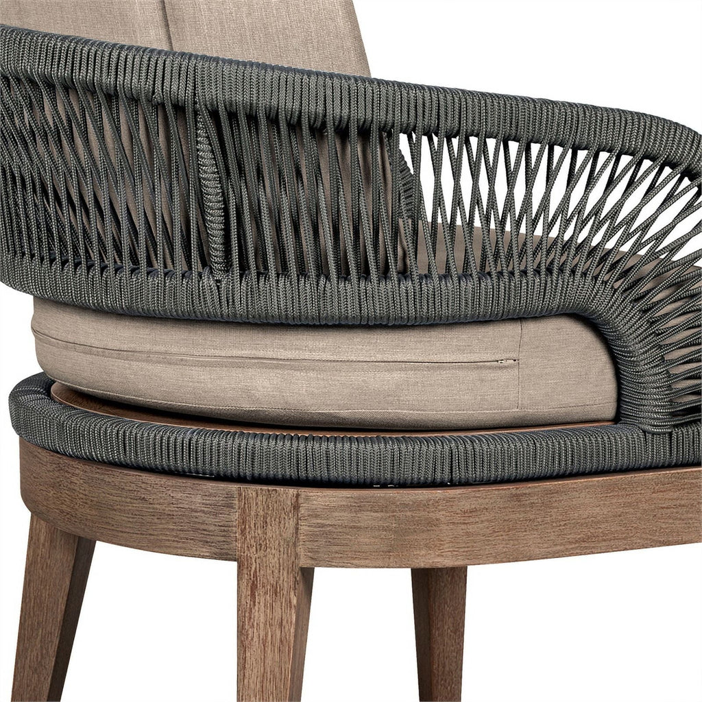 Termination Beckham Outdoor 7 Piece Live Edge Dining Set in Eucalyptus and Rope