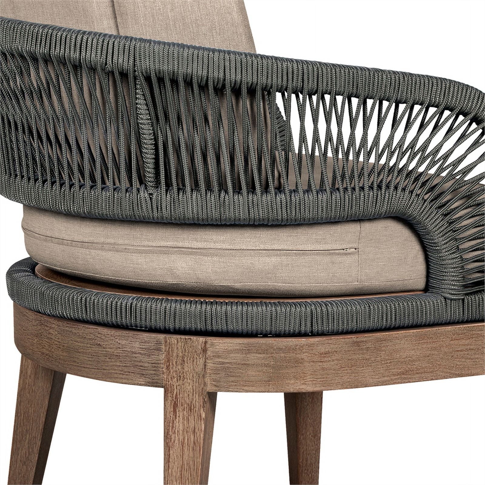 Termination Beckham Outdoor 7 Piece Live Edge Dining Set in Eucalyptus and Rope