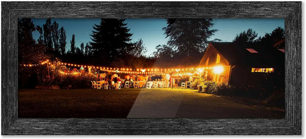 14X44 Frame Midnight Barnwood Picture Frame Includes UV Plexiglass, Acid Foam Backing Board And Hanging Hardware