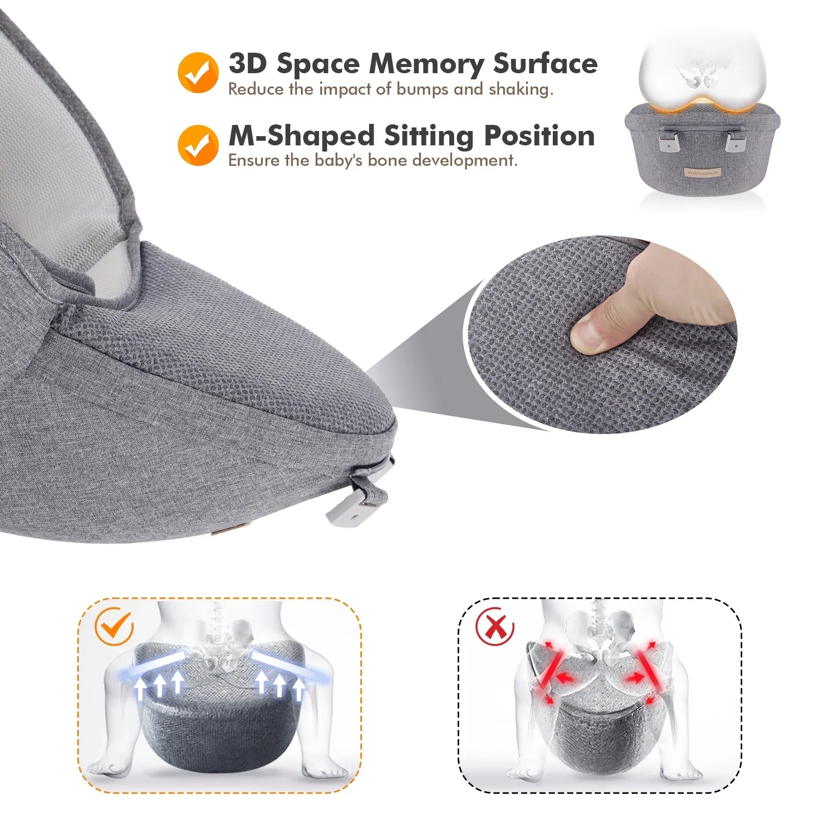 Baby Carrier Newborn to Toddler 9-in-1 Toddler Carrier with Hip Seat Lumbar Support All Seasons & Positions Perfect for Hiking Shopping Travelling 3-36 Months 7-40lbs Grey 1.95 Pound