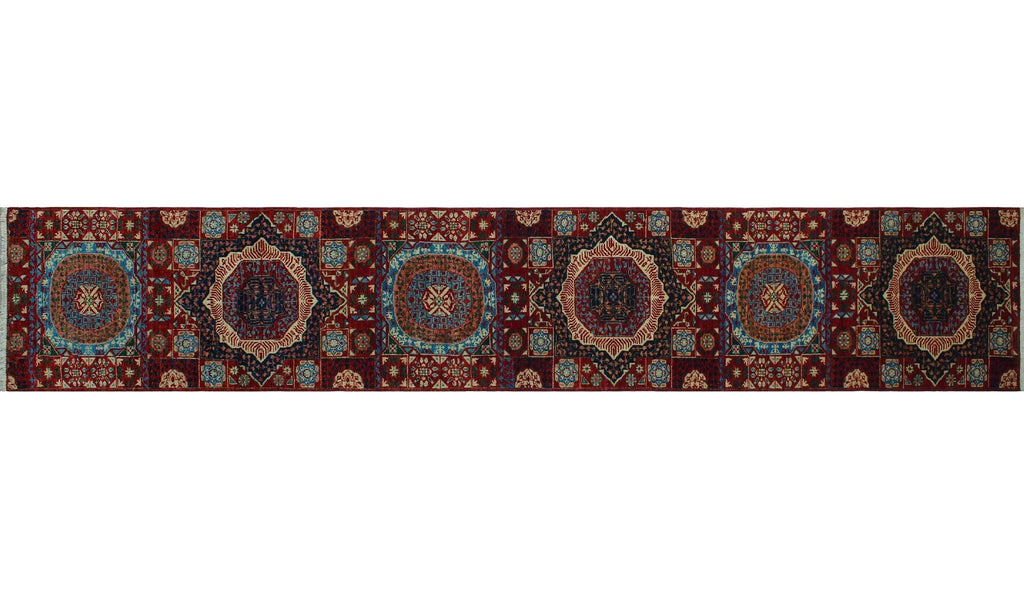 Aria Freda Red/Blue Runner, 2'8" x 14'11"