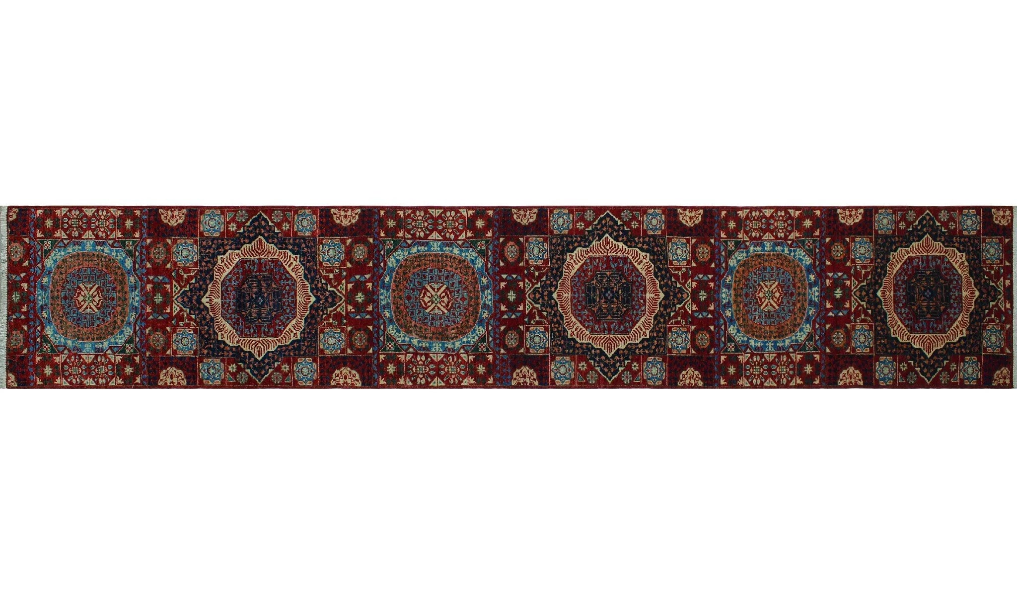 Aria Freda Red/Blue Runner, 2'8" x 14'11"