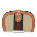 Pre-Owned Gucci GUCCI Old Sherry Line Key Case 6 Rows Beige Green/Red/Green Canvas/Leather Web Stripe (Good)