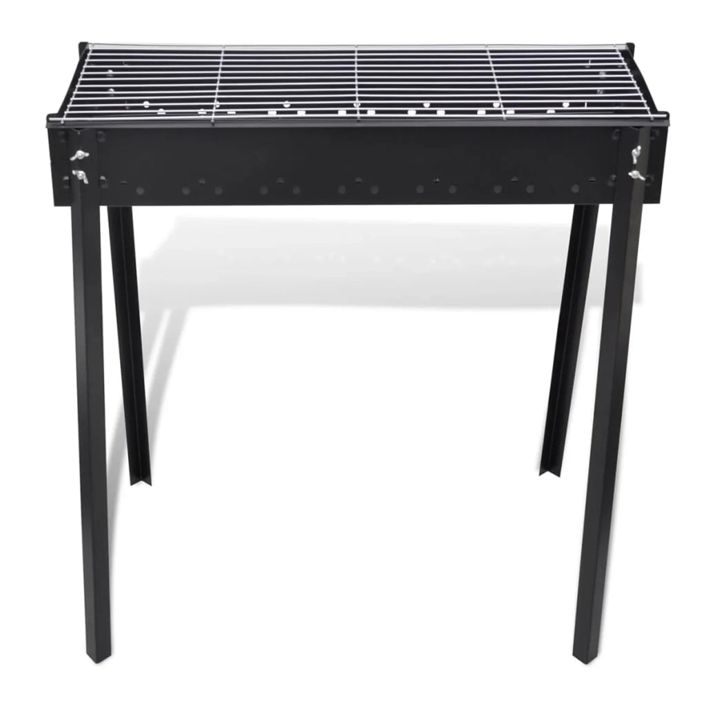 Anself Charcoal BBQ Stand Steel Barbecue Grill Midnight for Camping Cooking, Grilling, Smoking, Picnic, Hiking, Party, Garden, Patio 29.5 x 18.5 x 30 Inches (L x W x H)