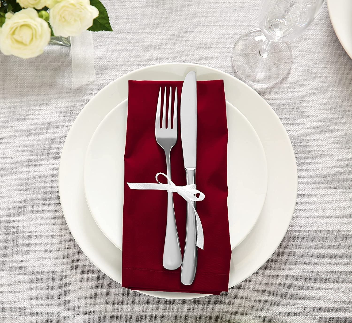 Utopia Kitchen Burgundy Cloth Napkins [12 Pack, 18x18 Inch] Cotton Final Point Washable and Reusable Table Dinner Napkins for Hotel, Lunch, Restaurant, Weddings, Event and Parties 18x18 Inch Burgundy
