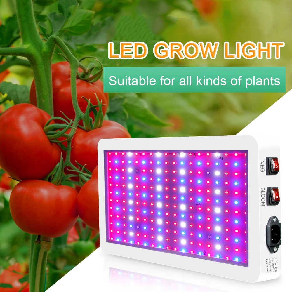 2000W LED Grow Light for Indoor Plants 312 LEDs Full Spectrum Veg and Bloom Dual Switch IP65 Waterproof Hanging Plant Growing Lamps for Seedlings Flowers Greenhouse
