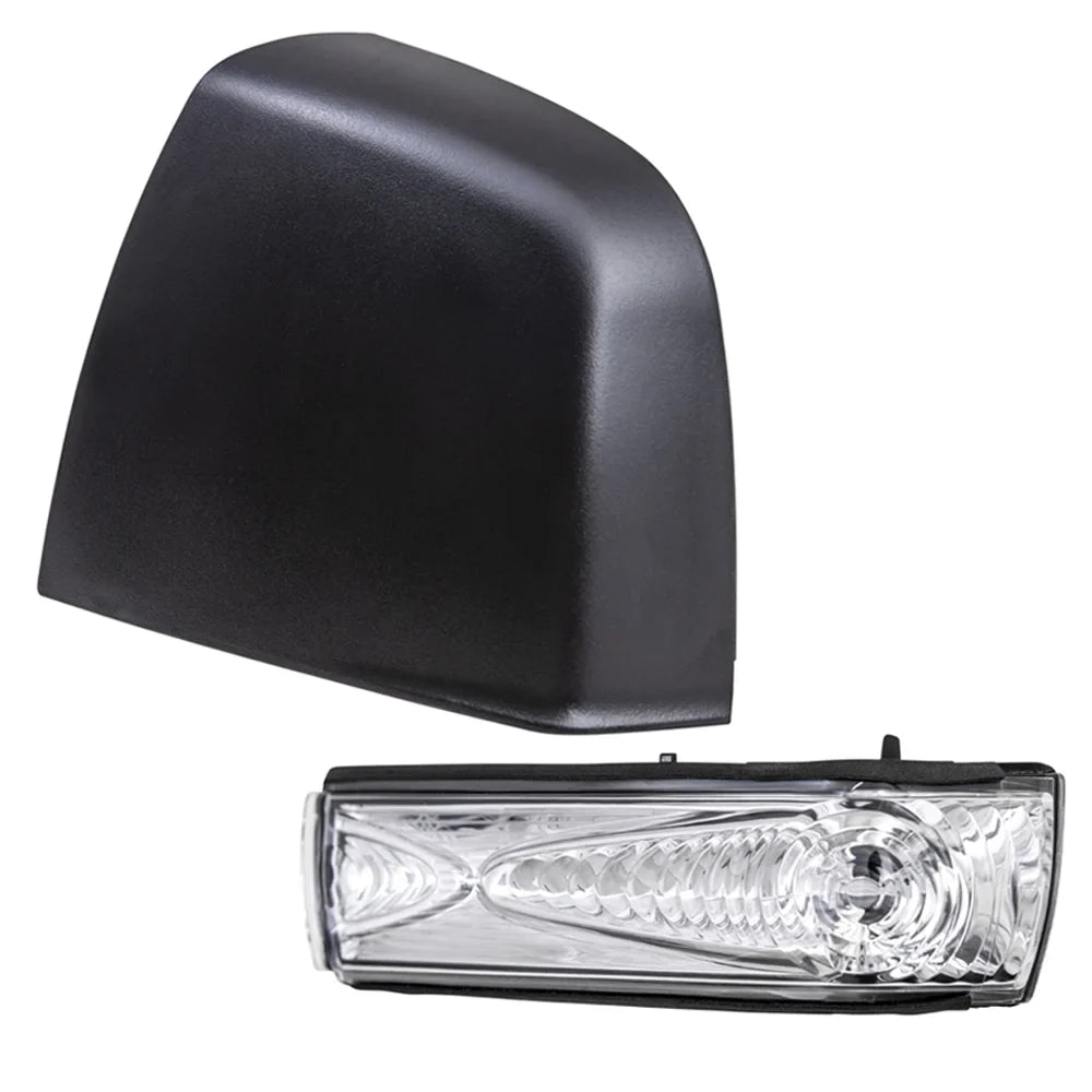 Brock Aftermarket Gentlemen Driver Left Door Mirror Cover Textured Ebony And Turn Signal Light Set Compatible With 2015-2021 RAM Promaster City Base/ST/Tradesman