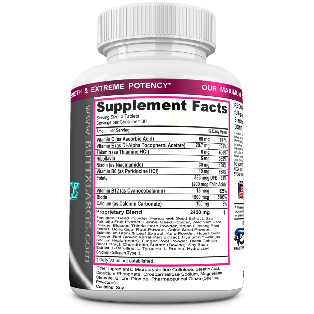 BUTT X-L-ADVANCE Butt and Booty Formula. Get Bigger Buttocks Vitamins, Minerals, Herbs and Amino Acids. People 90 Tablets