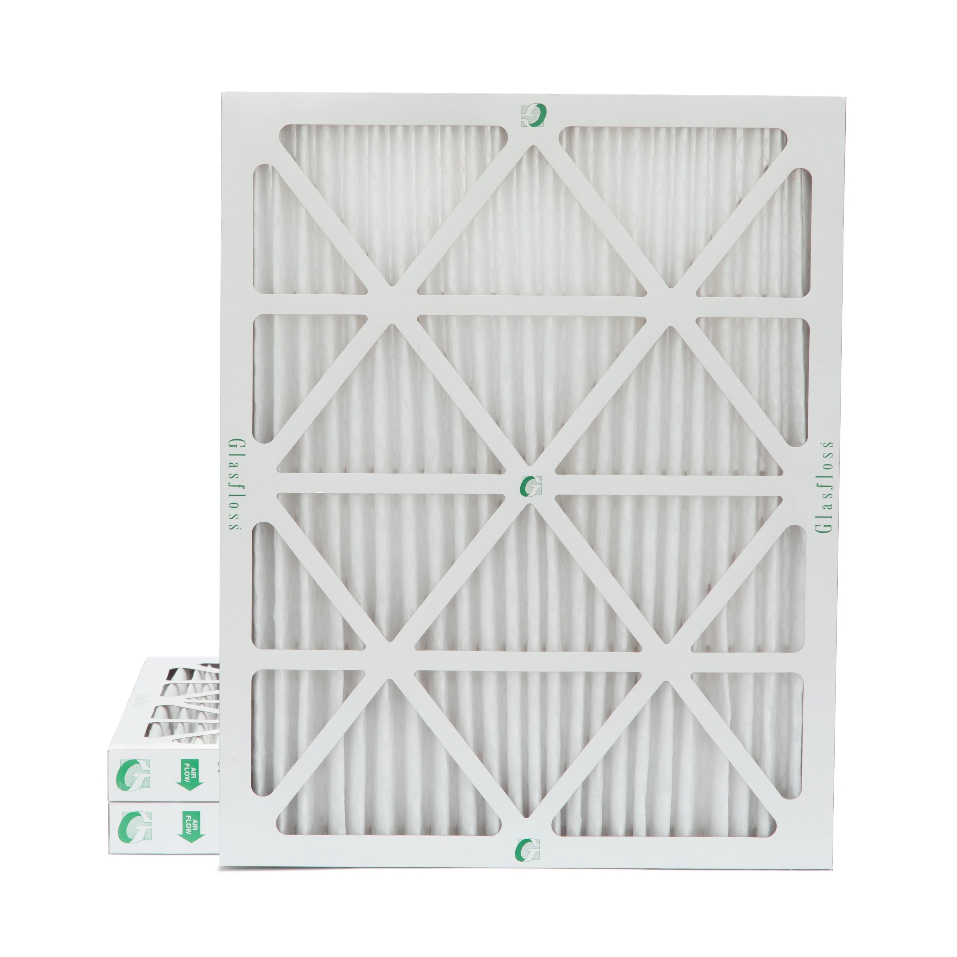 3 Pack of 20x24x2 MERV 10 Pleated 2" Inch Air Filters by Glasfloss. Actual Size: 19-3/8 x 23-3/8 x 1-3/4