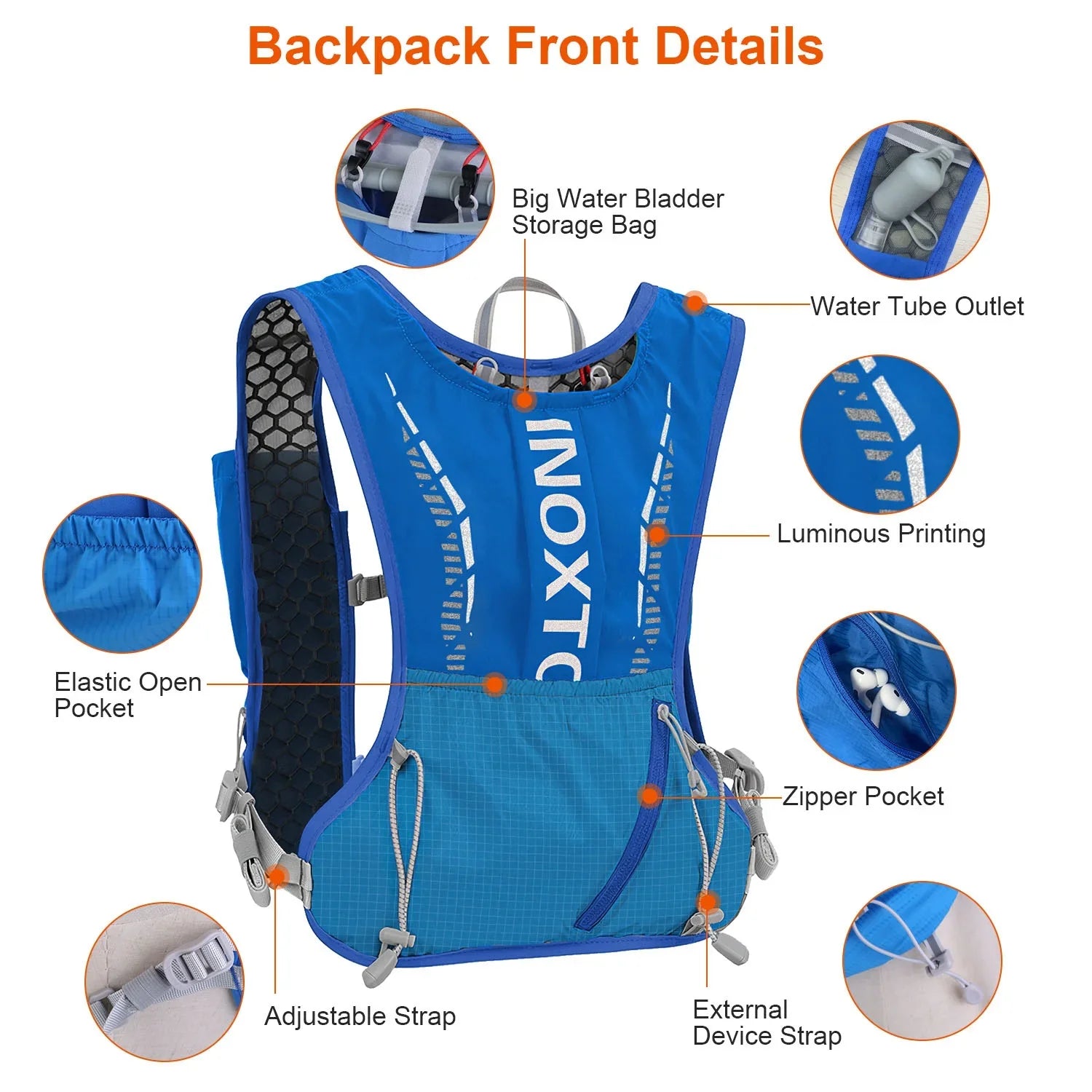 Runing Hydration Vest Backpack, iMounTEK Running Water Vest Hydration Pack with 2.4L Water Bladder Bag for Trail Running Marathon Race Hiking Cycling Grey