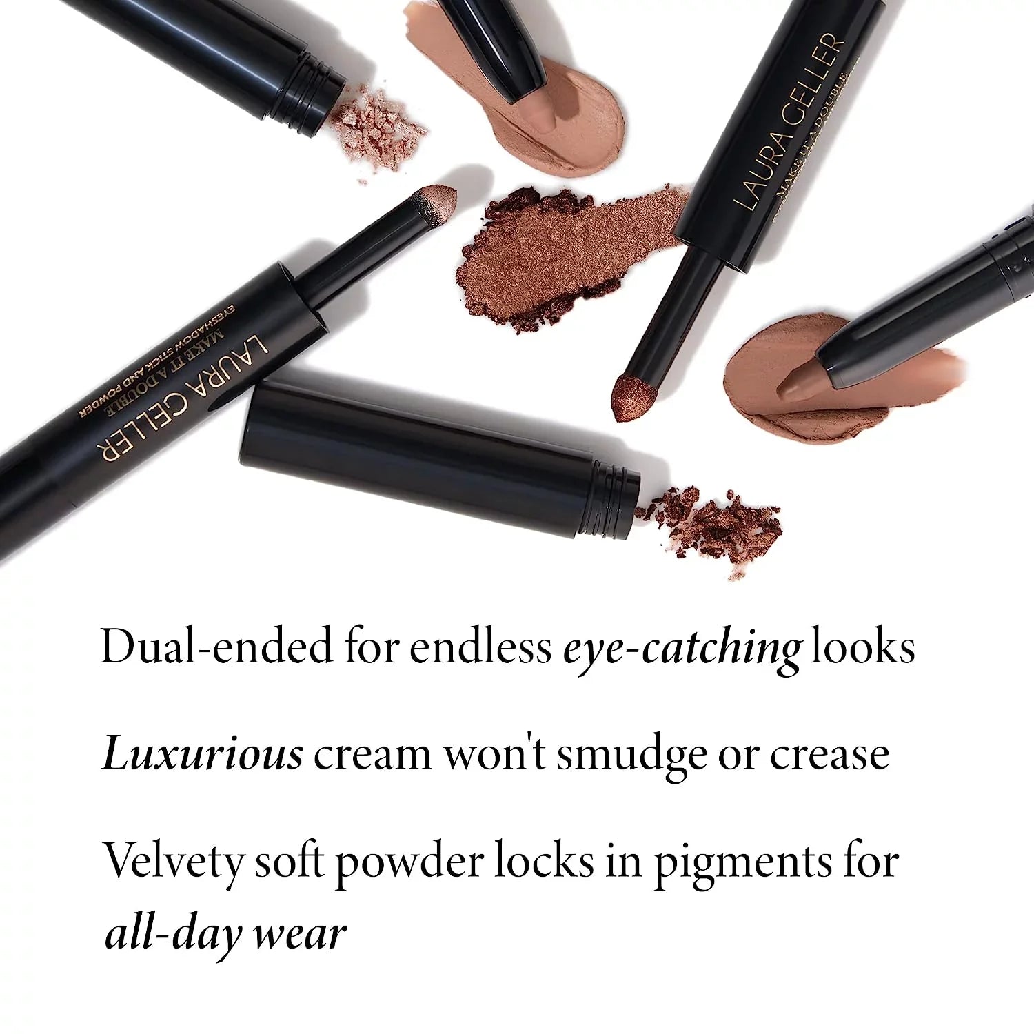 LAURA GELLER NEW YORK Make It A Double Edge Eyeshadow - Absinthe - Cream Eyeshadow Stick + Matching Powder Eyeshadow - Crease-Proof and Smudge-Proof